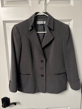 Tahari Charcoal Gray Tailored Blazer